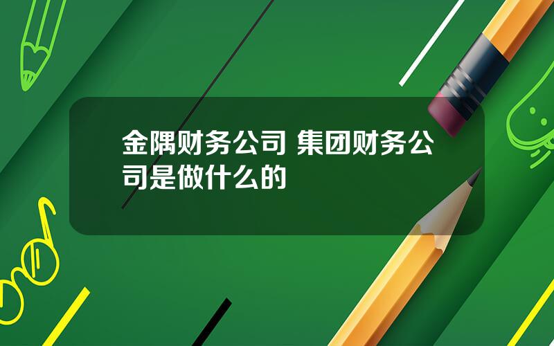 金隅财务公司 集团财务公司是做什么的